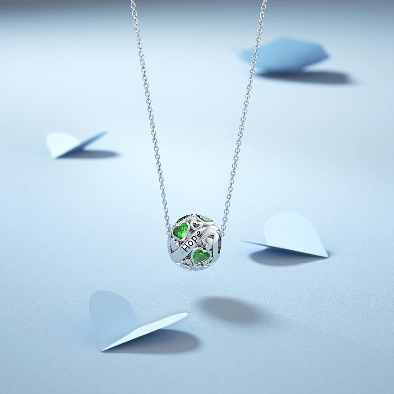 DALARAN Birthstone Charms for Charms Bracelet 925 Sterling Silver Heart Bead Happy Birthday Charms for Women - Image 3